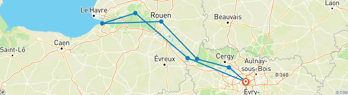 Image d'une carte montrant l'itinéraire du circuit