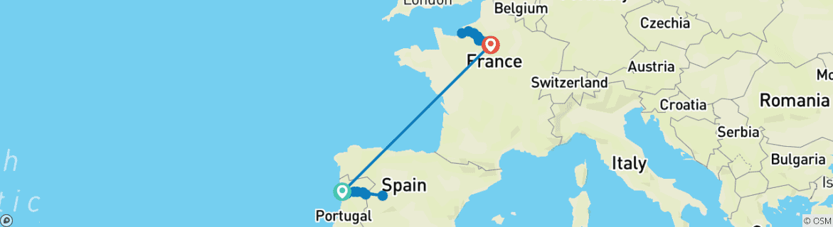Image d'une carte montrant l'itinéraire du circuit