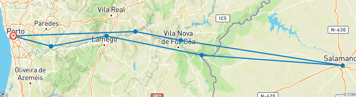 Image d'une carte montrant l'itinéraire du circuit