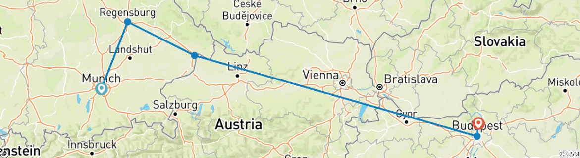Image d'une carte montrant l'itinéraire du circuit