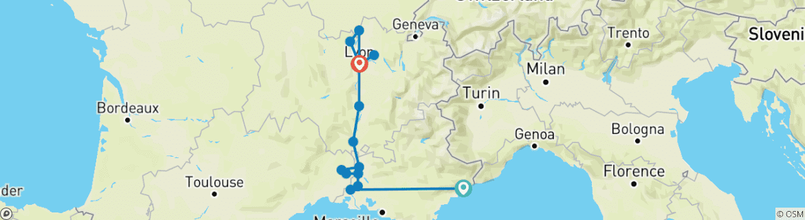 Karte mit der Reiseroute