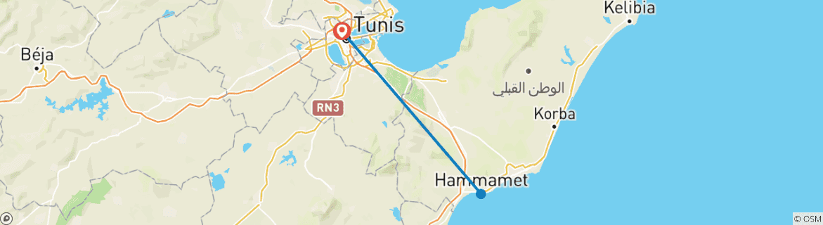 Foto van een kaart met de route van de rondreis