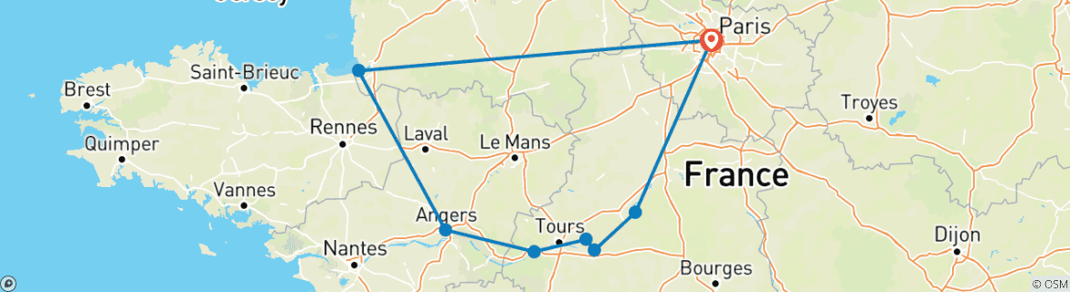 Image d'une carte montrant l'itinéraire du circuit