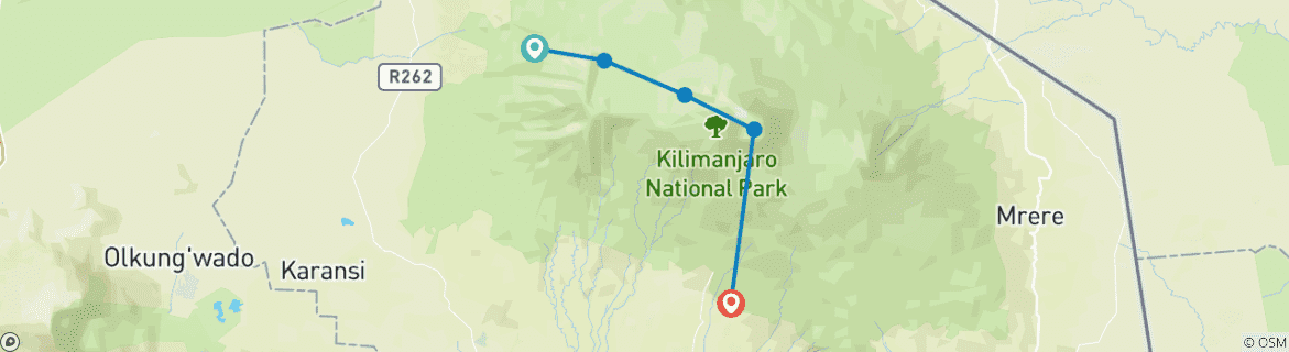 Karte mit der Reiseroute