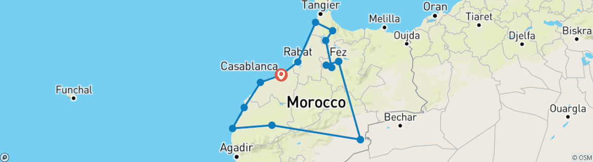 Karte mit der Reiseroute