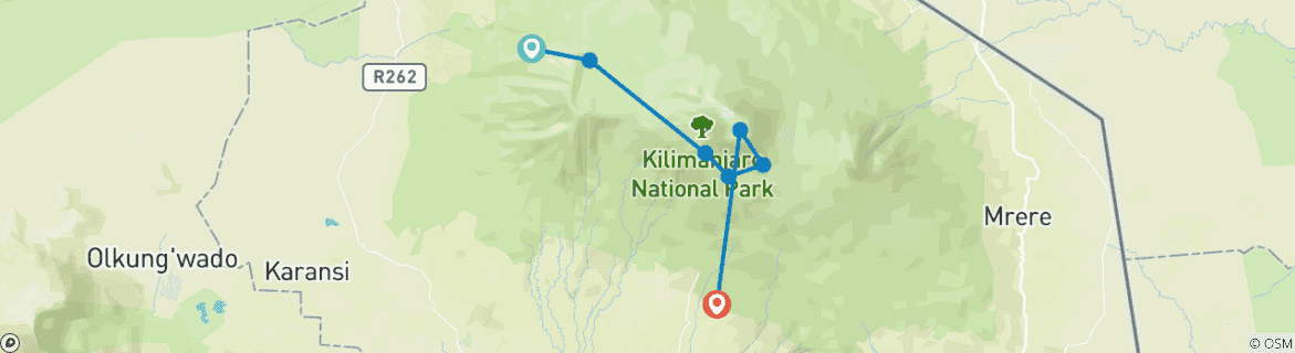 Image d'une carte montrant l'itinéraire du circuit