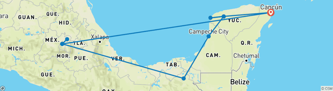 Karte mit der Reiseroute