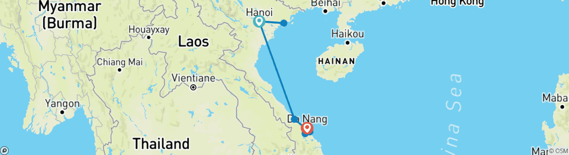 Image d'une carte montrant l'itinéraire du circuit