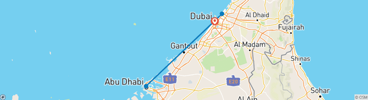 Image d'une carte montrant l'itinéraire du circuit