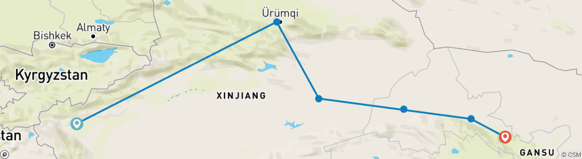 Foto van een kaart met de route van de rondreis