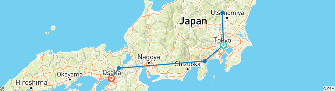 Image d'une carte montrant l'itinéraire du circuit