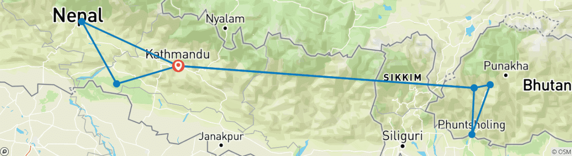 Karte mit der Reiseroute