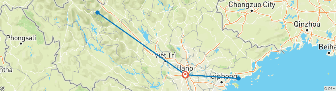 Karte mit der Reiseroute