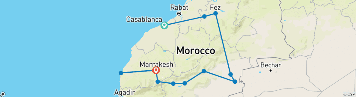 Image d'une carte montrant l'itinéraire du circuit