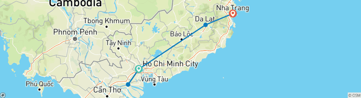 Karte mit der Reiseroute