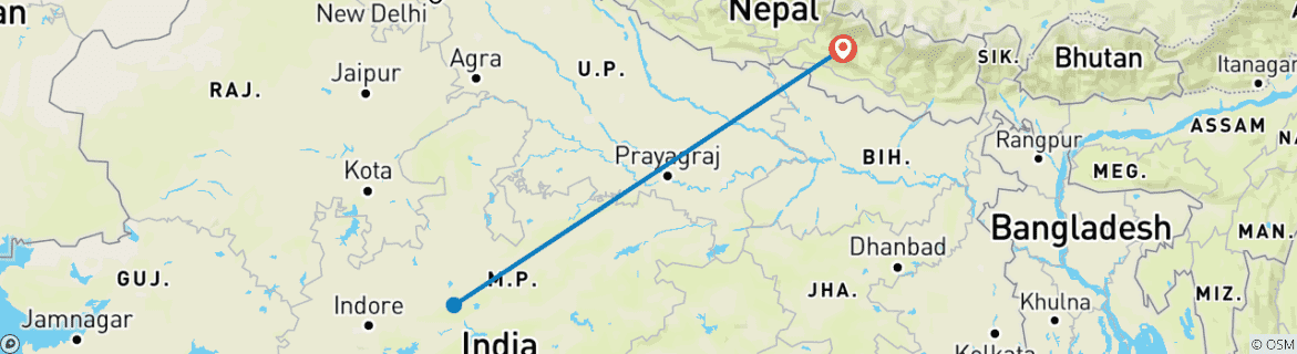 Karte mit der Reiseroute