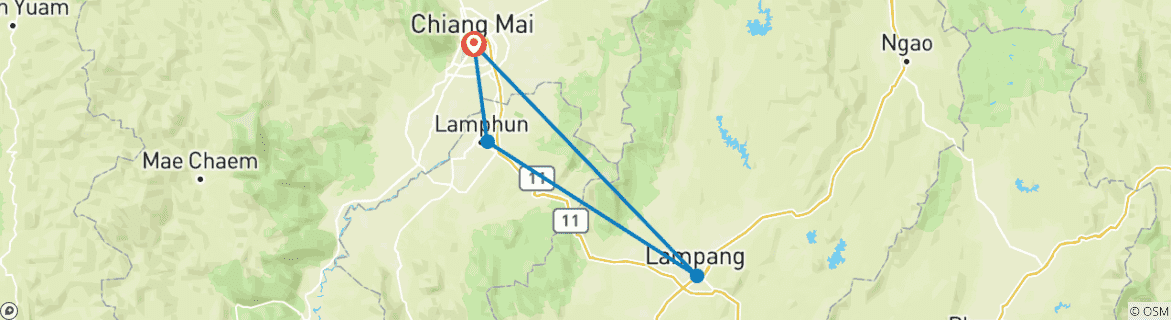 Foto van een kaart met de route van de rondreis