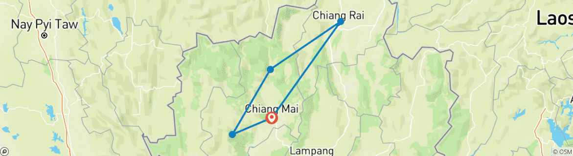Image d'une carte montrant l'itinéraire du circuit