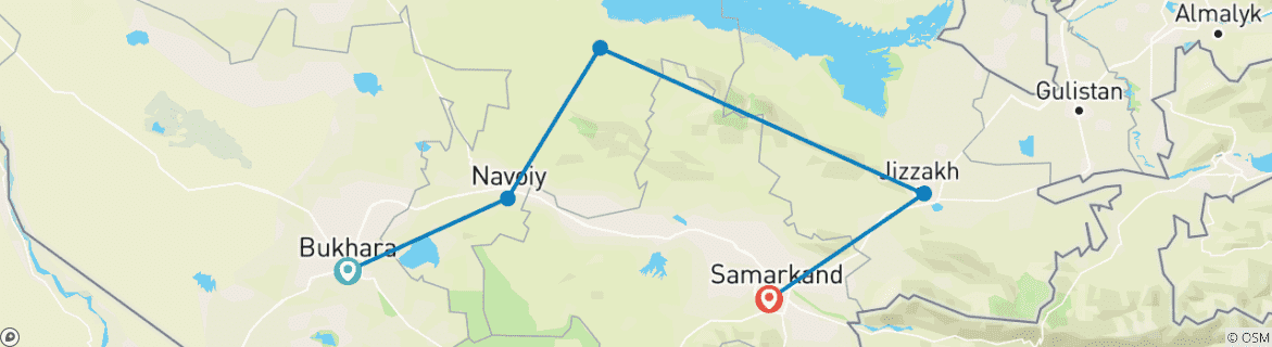 Image d'une carte montrant l'itinéraire du circuit