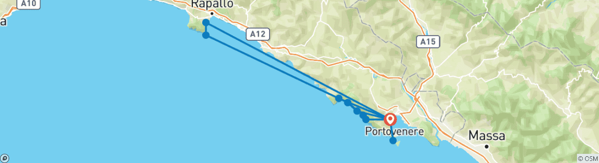 Carte du circuit 3 jours : Portofino et Cinque Terre
