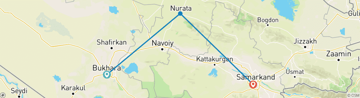 Image d'une carte montrant l'itinéraire du circuit