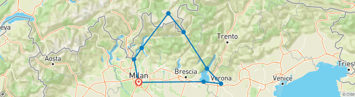 Image d'une carte montrant l'itinéraire du circuit