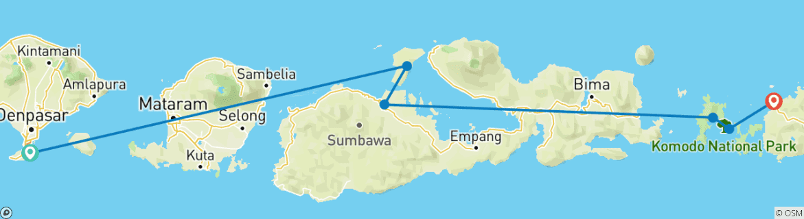 Karte mit der Reiseroute