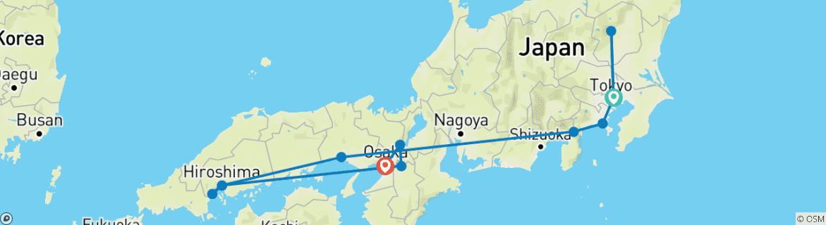 Image d'une carte montrant l'itinéraire du circuit