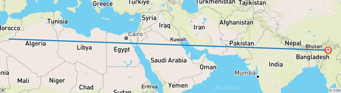 Foto van een kaart met de route van de rondreis