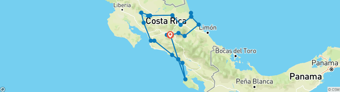 Carte du circuit Surclassé - La faune et la flore du Costa Rica