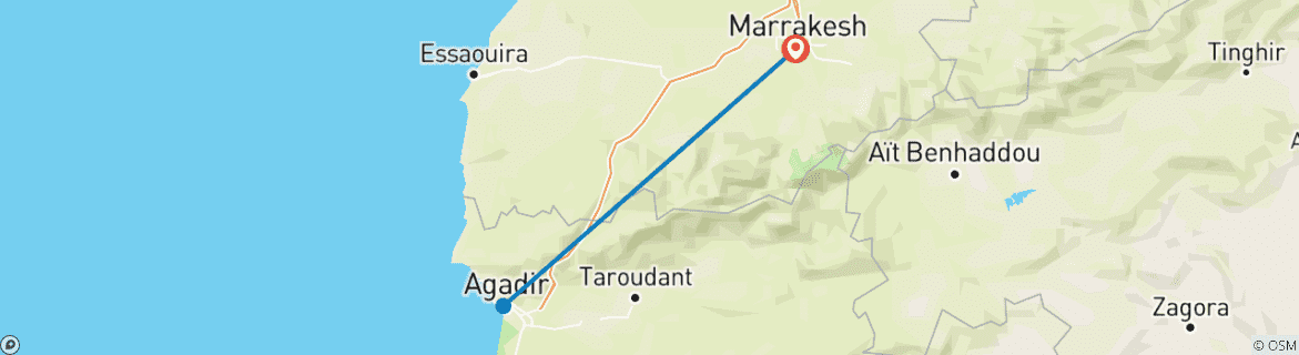 Image d'une carte montrant l'itinéraire du circuit