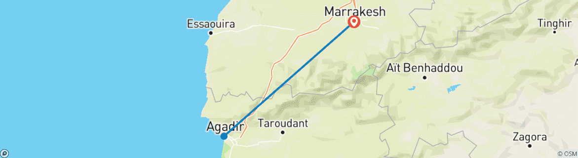 Karte mit der Reiseroute