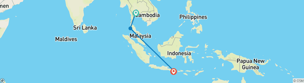 Karte mit der Reiseroute