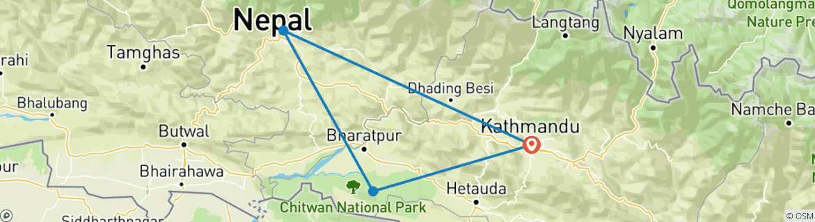 Image d'une carte montrant l'itinéraire du circuit
