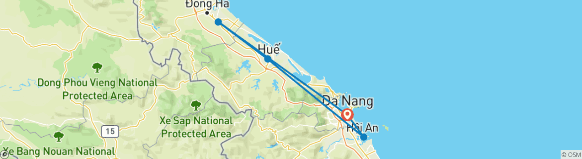 Karte mit der Reiseroute