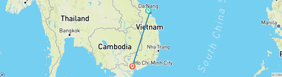 Karte mit der Reiseroute