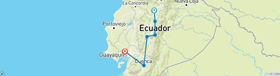 Image d'une carte montrant l'itinéraire du circuit