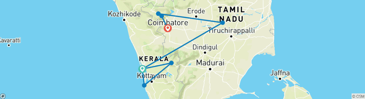 Image d'une carte montrant l'itinéraire du circuit
