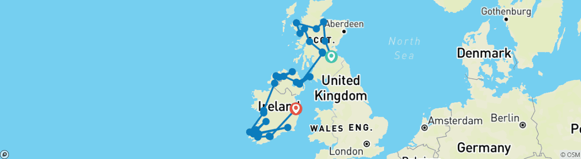 Image d'une carte montrant l'itinéraire du circuit
