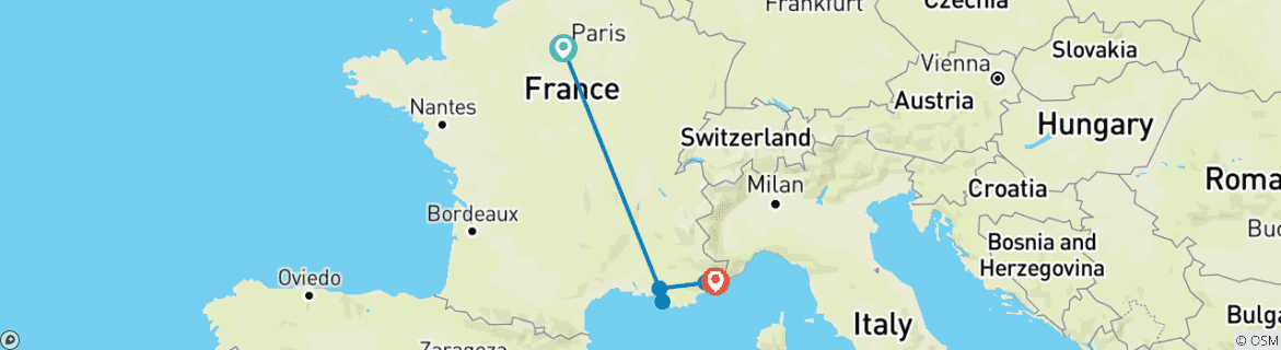 Image d'une carte montrant l'itinéraire du circuit