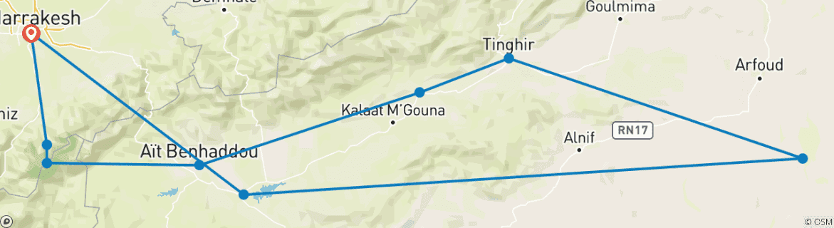 Karte mit der Reiseroute