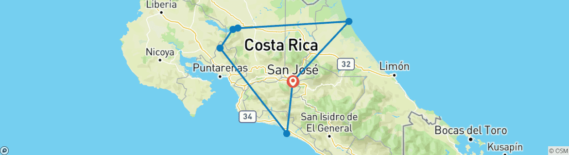 Foto van een kaart met de route van de rondreis