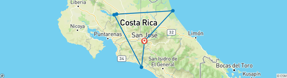 Image d'une carte montrant l'itinéraire du circuit