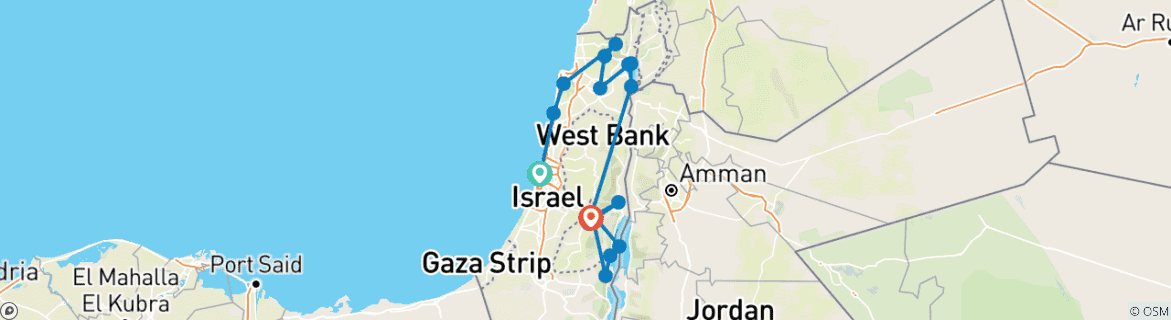 Foto van een kaart met de route van de rondreis