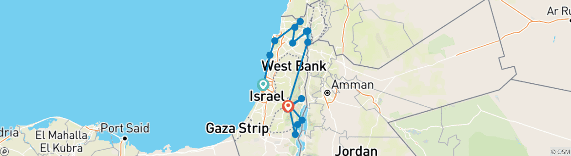 Karte mit der Reiseroute