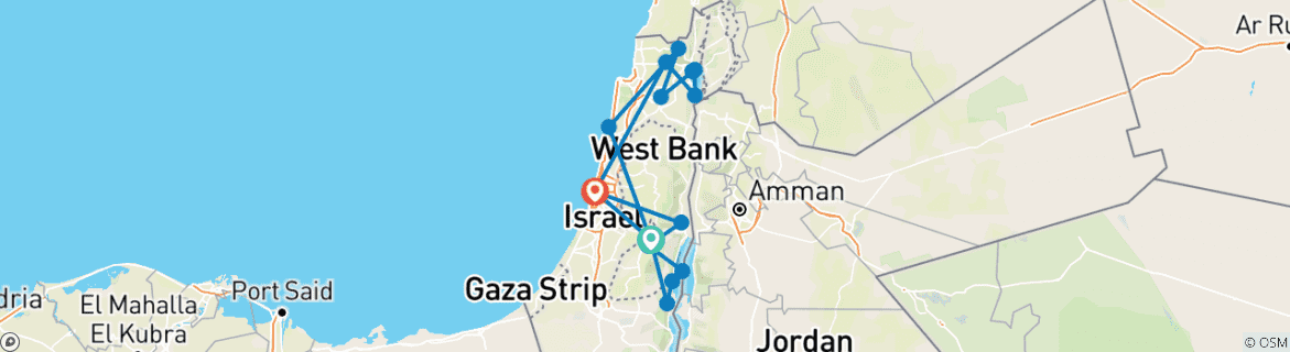 Karte mit der Reiseroute