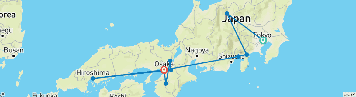 Image d'une carte montrant l'itinéraire du circuit