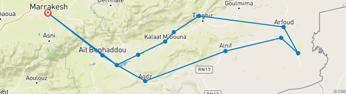 Imagen de un mapa que muestra la ruta del circuito