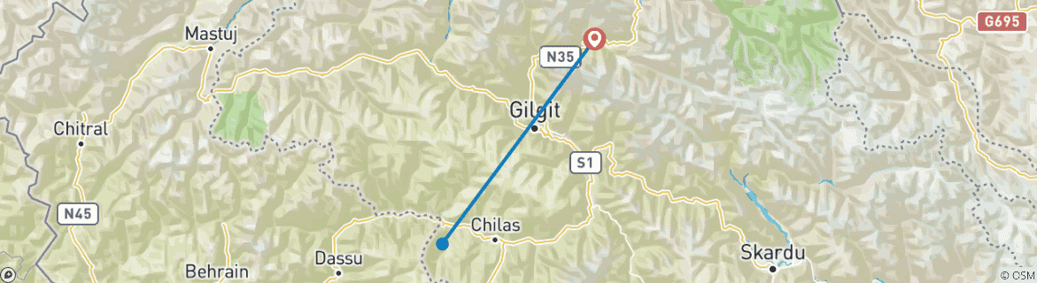 Carte du circuit Trek de luxe au camp de base du Rakaposhi