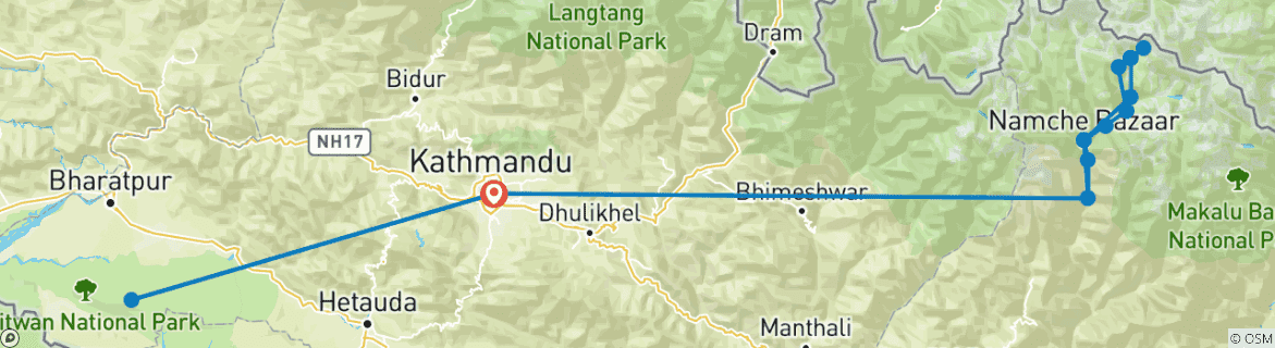 Image d'une carte montrant l'itinéraire du circuit